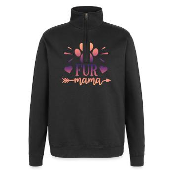 Maman à fourrure - Sweat à zip 1/4 - noir - Devant - AI Model Female 172 light (172cm) & AI Model Male 178 dark (178cm)