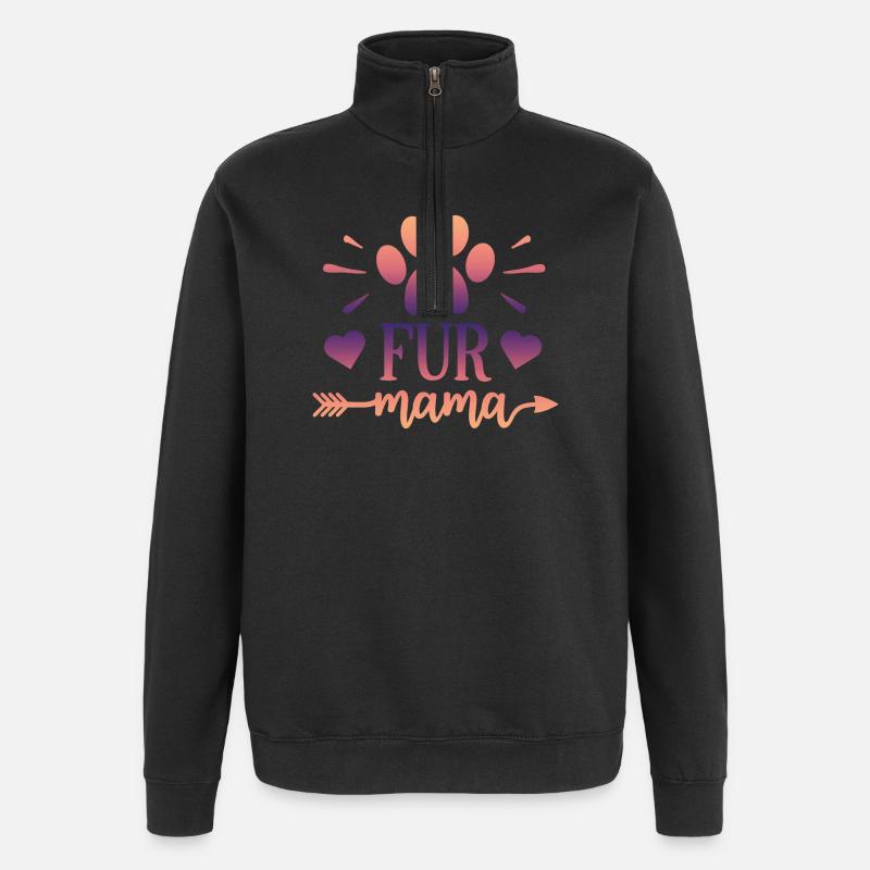 Maman à fourrure - Sweat à zip 1/4 - noir