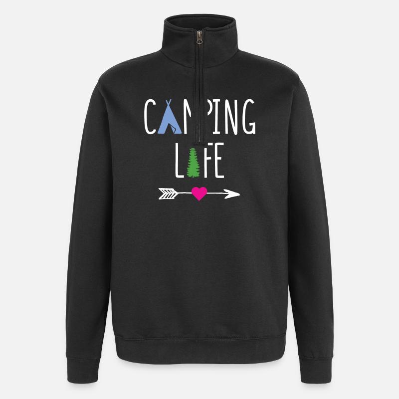 Vie de camping - Sweat à zip 1/4 - noir