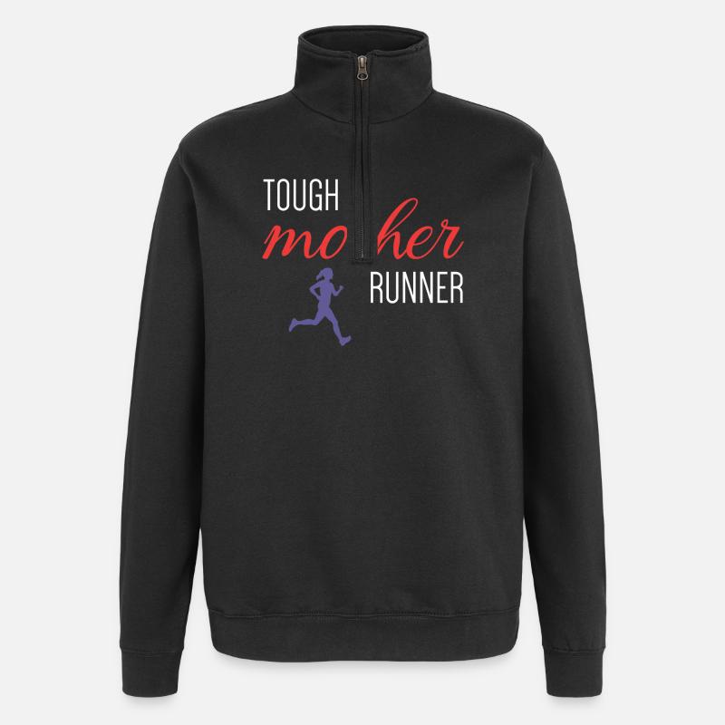 Mère coureuse coriace - Sweat à zip 1/4 - noir