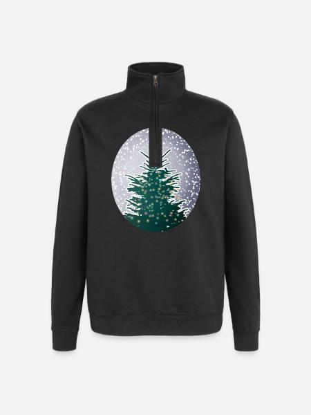 beleuchteter Weihnachtsbaum im Schnee - Quarter-Zip-Sweatshirt - Schwarz