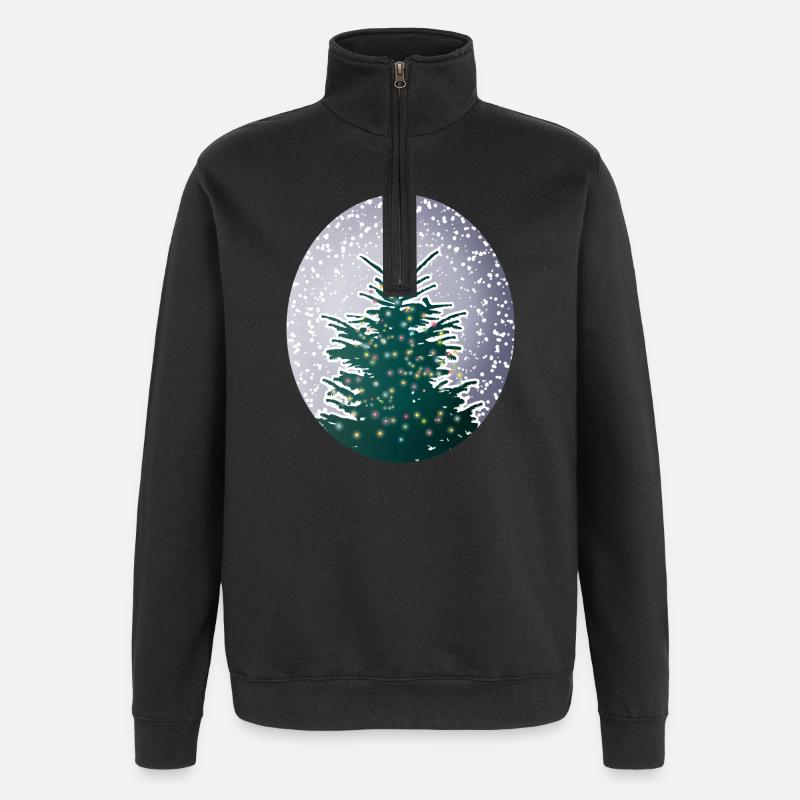 beleuchteter Weihnachtsbaum im Schnee - Quarter-Zip-Sweatshirt - Schwarz