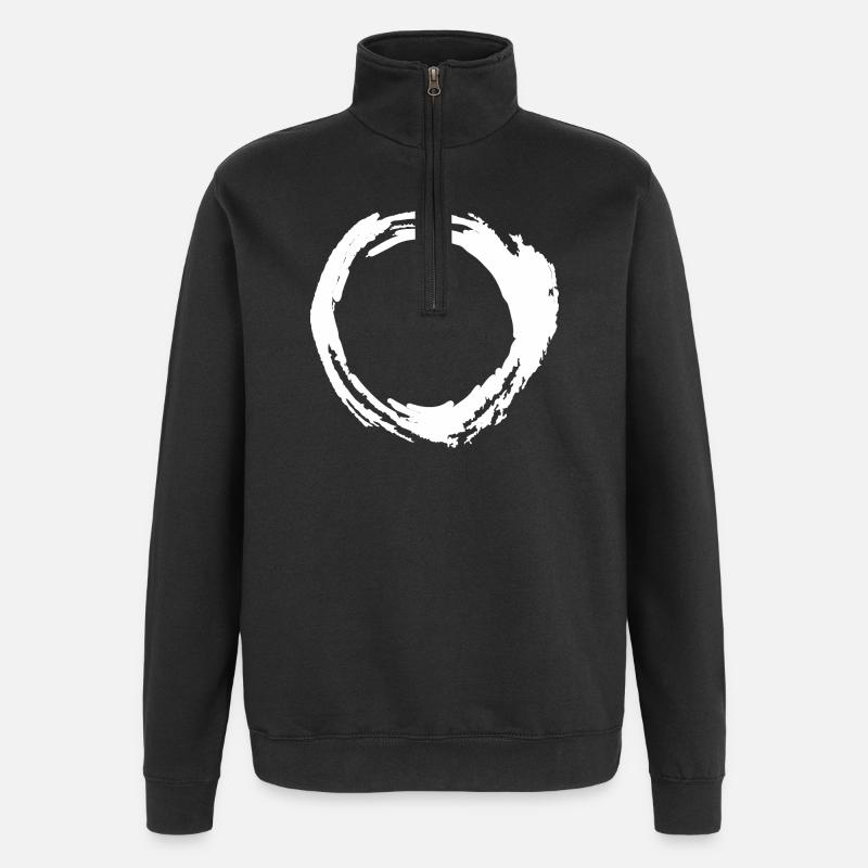 Circle brushstroke brush white - Quarter-Zip Sweatshirt - black