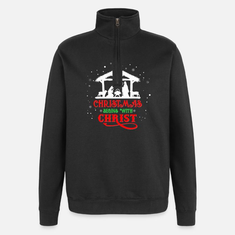 Weihnachten beginnt mit Christus - Quarter-Zip-Sweatshirt - Schwarz