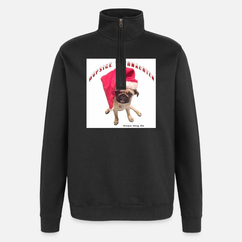 Weihnachtshund mit Hausschmuck - Quarter-Zip-Sweatshirt - Schwarz