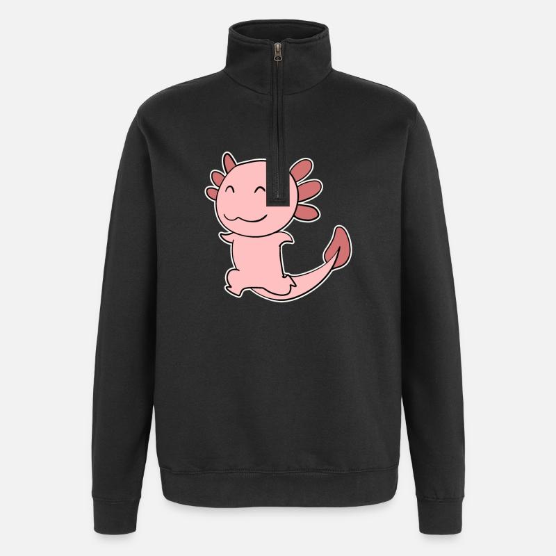 Axolotl motif - Quarter-Zip Sweatshirt - black