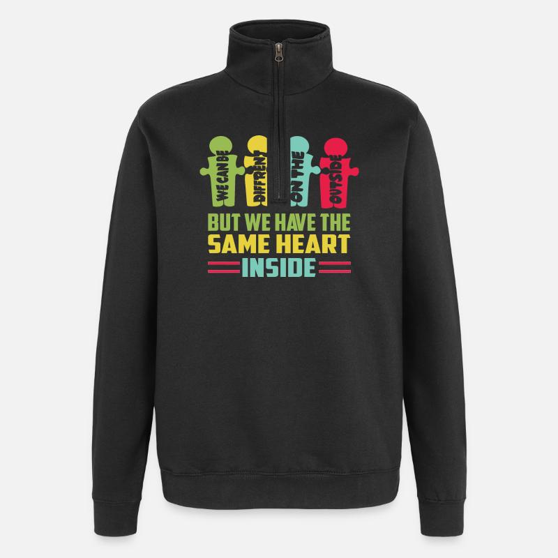Everyone has the same heart - Quarter-Zip Sweatshirt - black