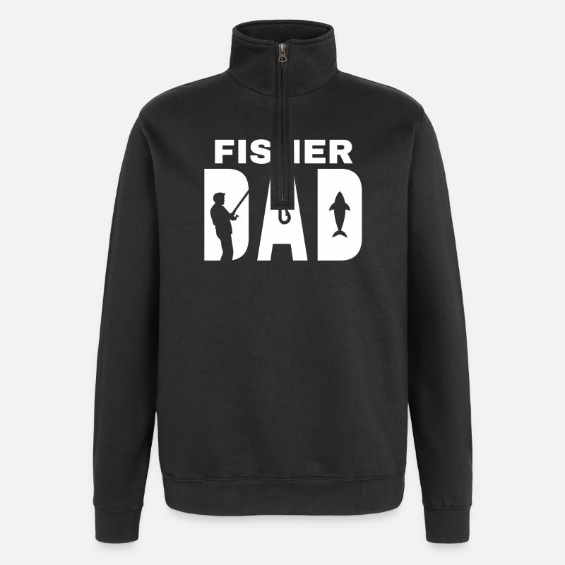 pêche, pêcheur, fan de pêche - Sweat à zip 1/4 - noir