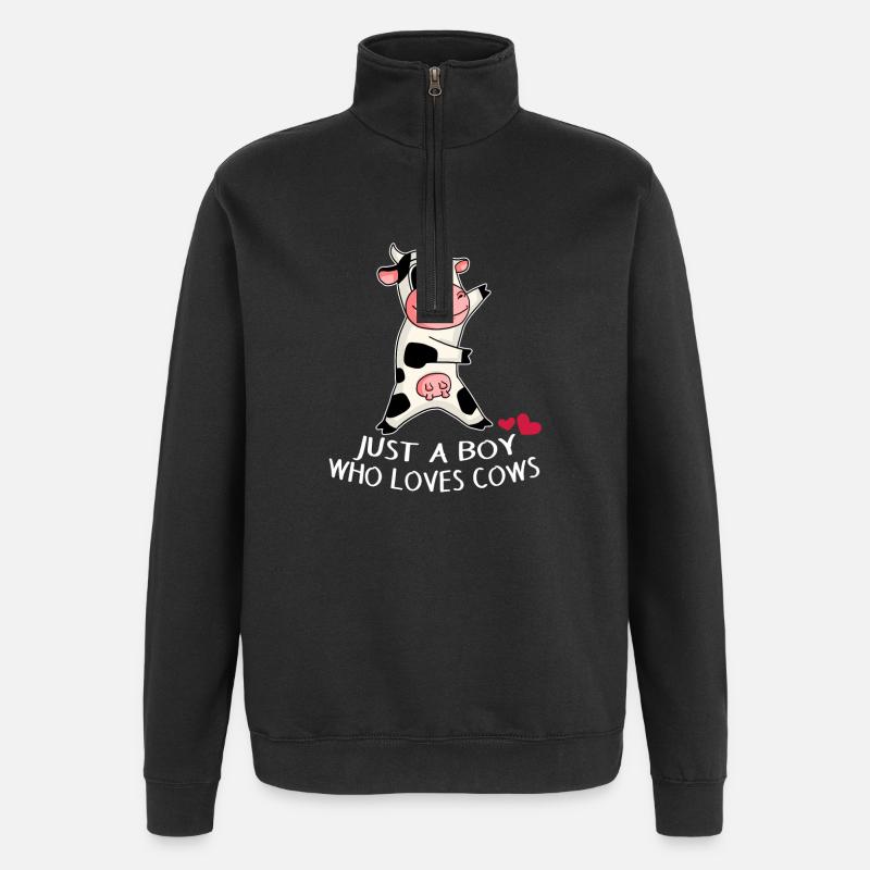 Amour de vache - Sweat à zip 1/4 - noir