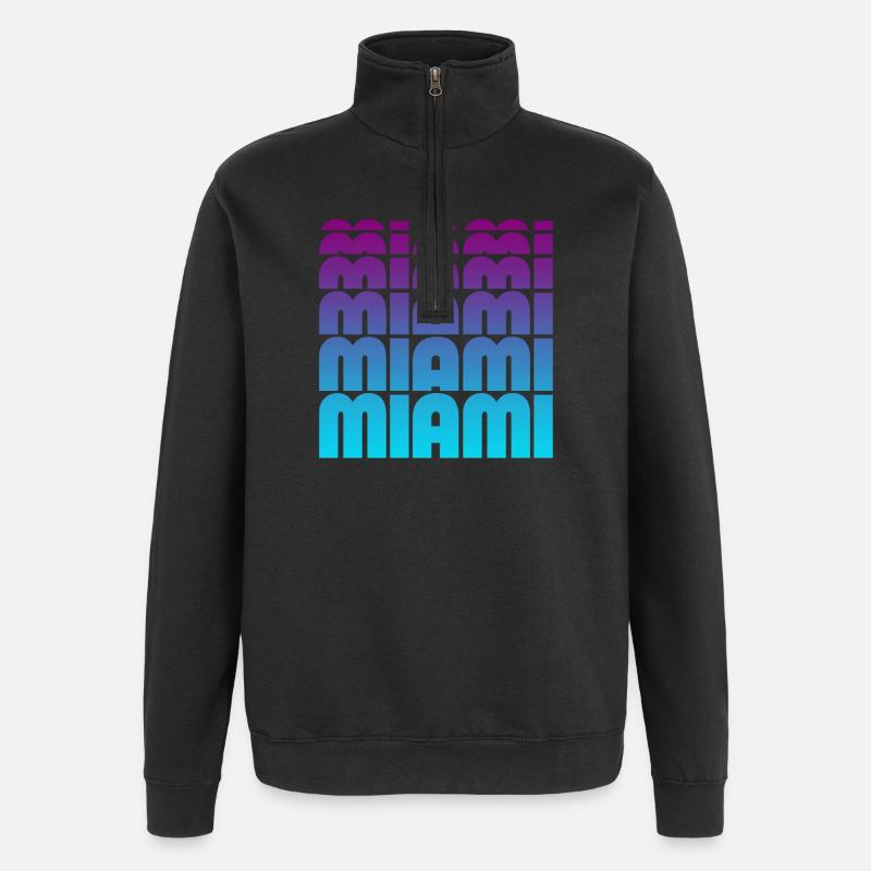Grille de gradient de Miami - Sweat à zip 1/4 - noir
