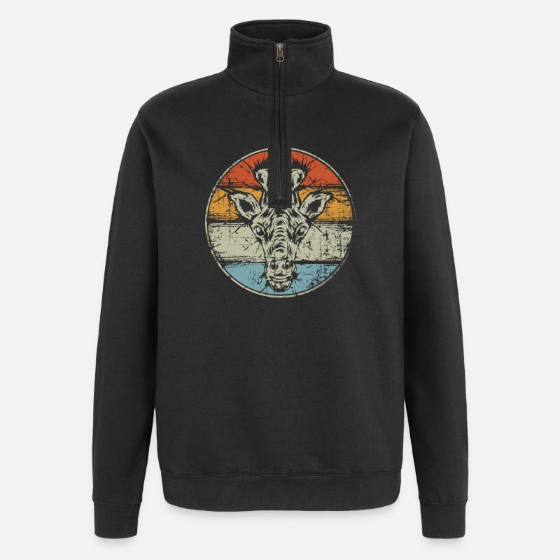 Girafe millésimée - Sweat à zip 1/4 - noir