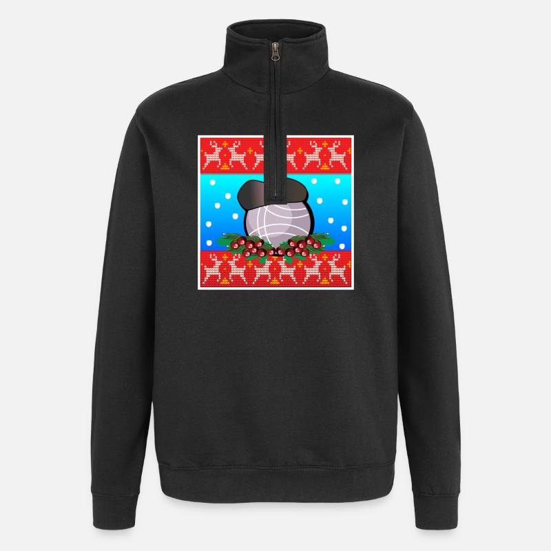 Joyeux Noël - HIVER Pétanque - BOULE - Sweat à zip 1/4 - noir