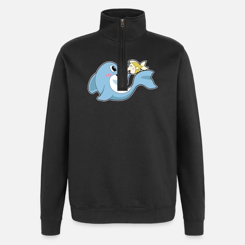 Dauphin Love Fish - Sweat à zip 1/4 - noir