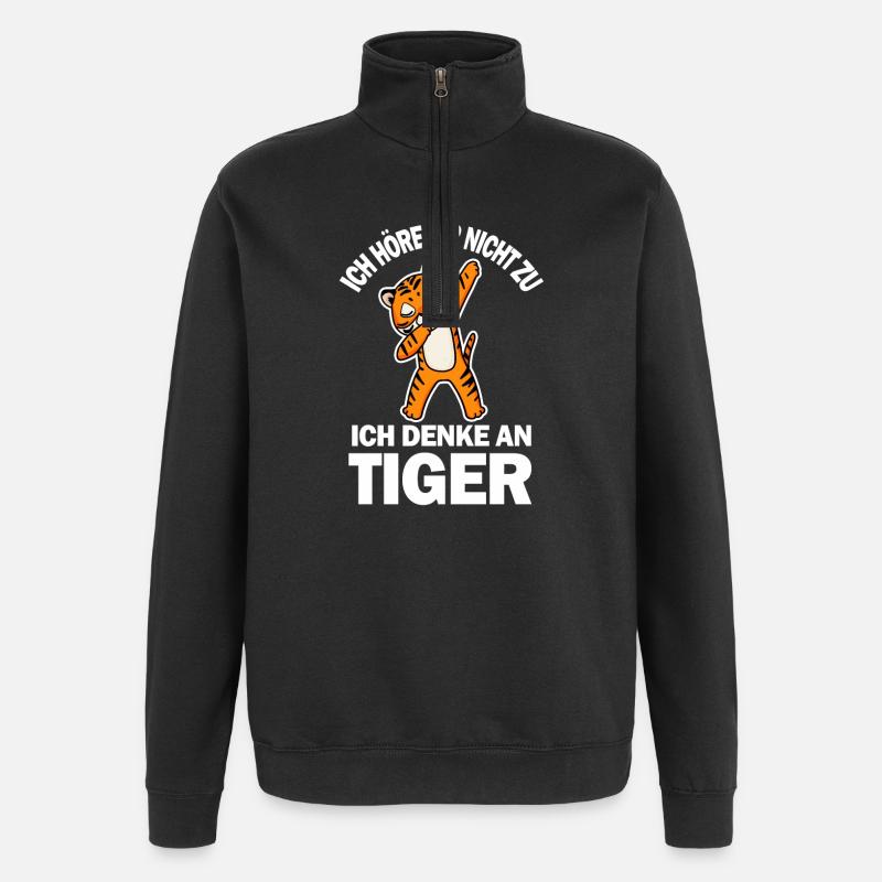 Tiger Spruch lustig - Quarter-Zip-Sweatshirt - Schwarz