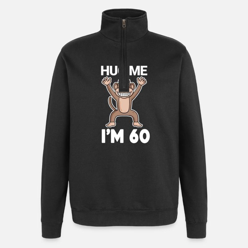 60 ans - 60 ans - câlin - Sweat à zip 1/4 - noir