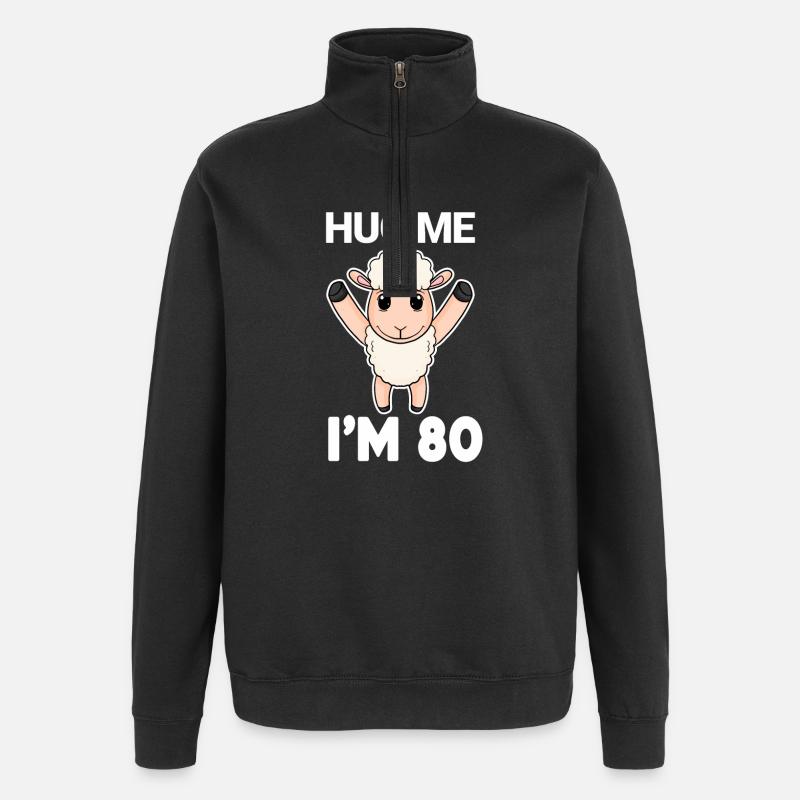 80 ans - 80 ans - câlin - Sweat à zip 1/4 - noir