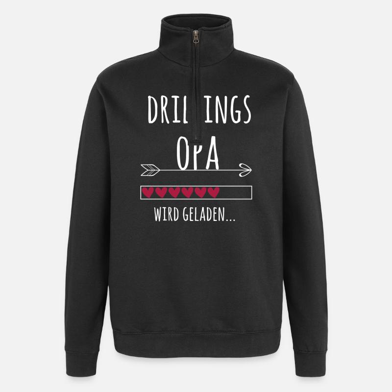 werdender Opa Drillinge Schwangerschaft Geschenk - Quarter-Zip-Sweatshirt - Schwarz