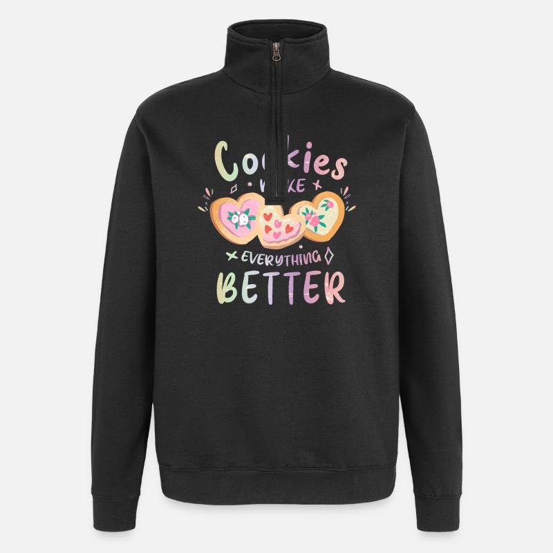 Cookies make everything better - Quarter-Zip Sweatshirt - black