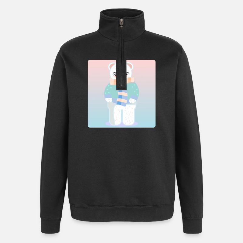 Niedlicher Eisbär WINTERKLEIDUNG - Quarter-Zip-Sweatshirt - Schwarz