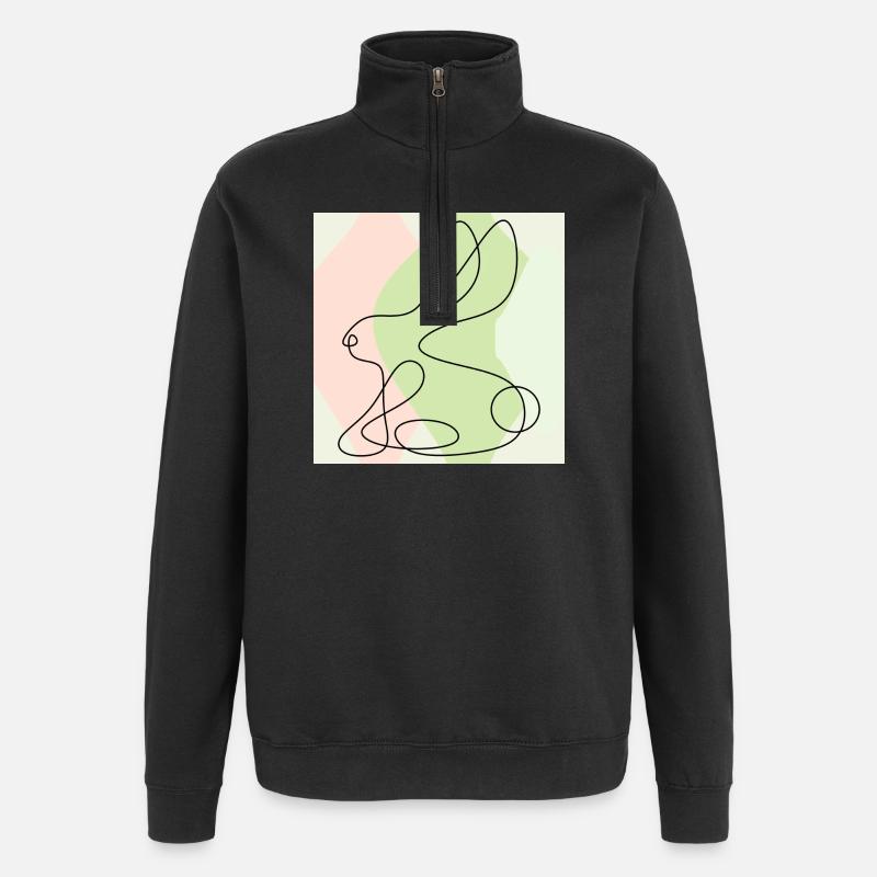 EASTER BUNNY LINE DRAWING - Quarter-Zip Sweatshirt - black