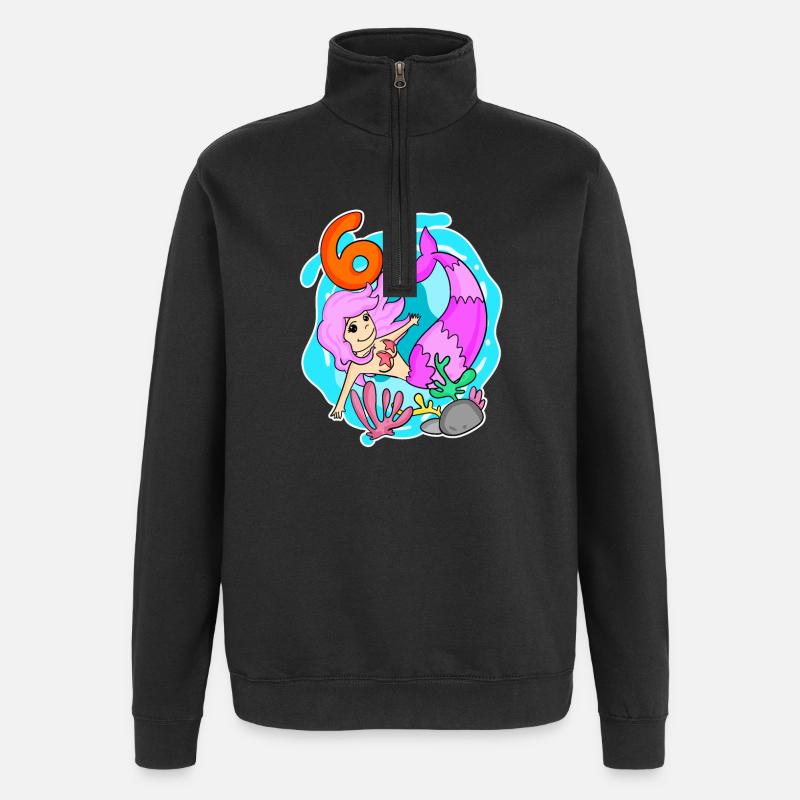 Fille 6 ans - Sirène - Sweat à zip 1/4 - noir