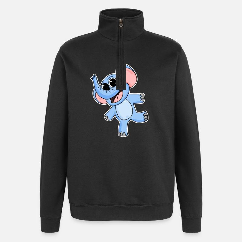 Éléphant - Sweat à zip 1/4 - noir