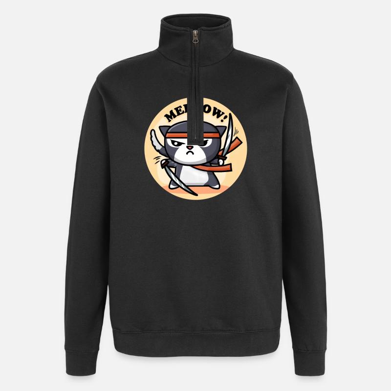 Mignon Chat Ninja - Sweat à zip 1/4 - noir