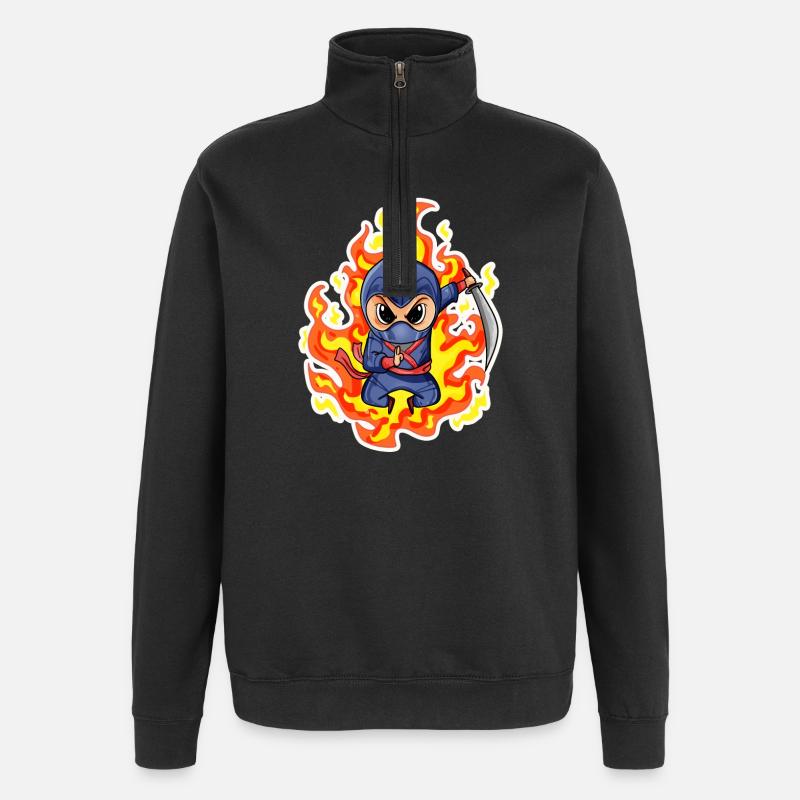 Ninja Fire Red - Quarter-Zip Sweatshirt - black