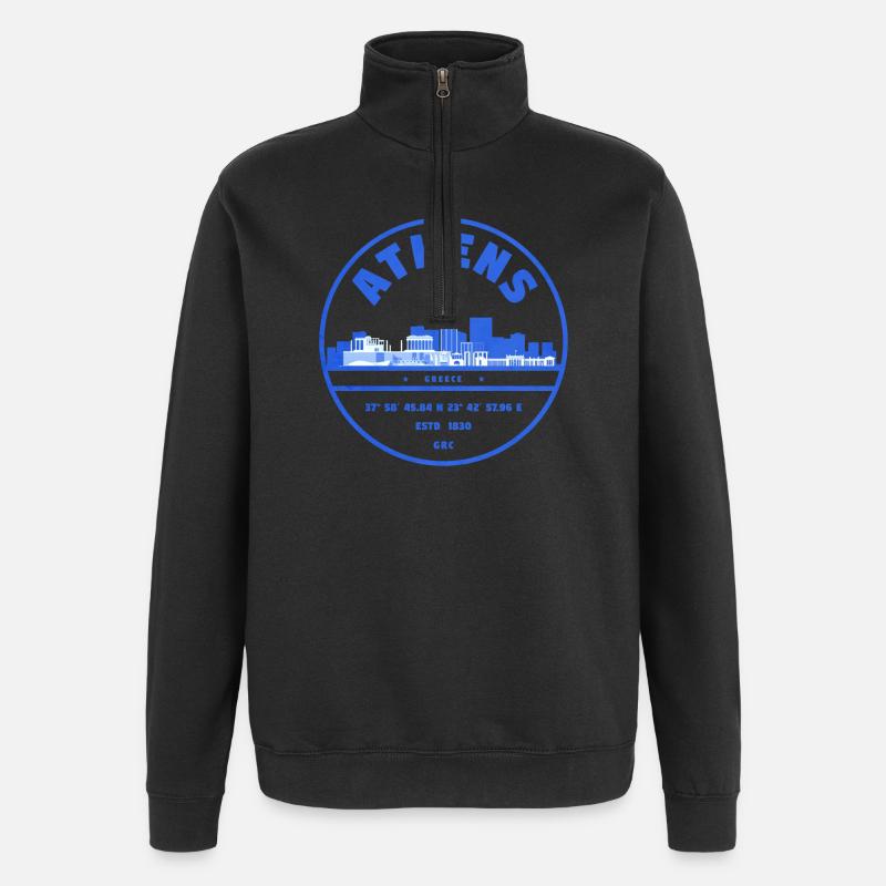Timbre de la Skyline d’Athènes - Sweat à zip 1/4 - noir