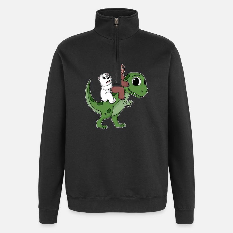 Dinosaur Dino Sloth Bear - Quarter-Zip Sweatshirt - black