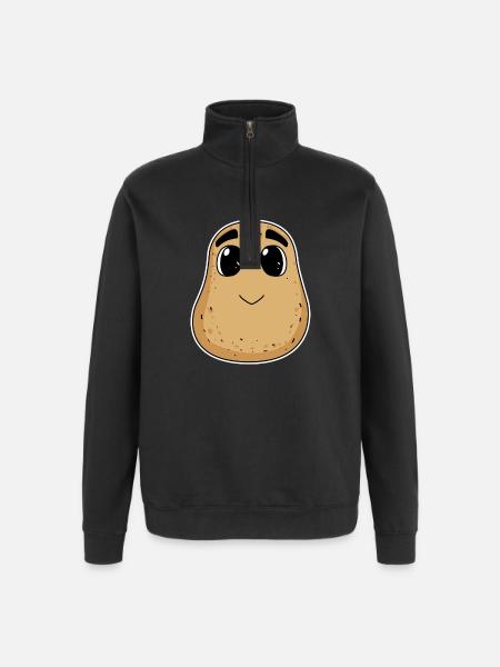 Potato motif - Quarter-Zip Sweatshirt - black