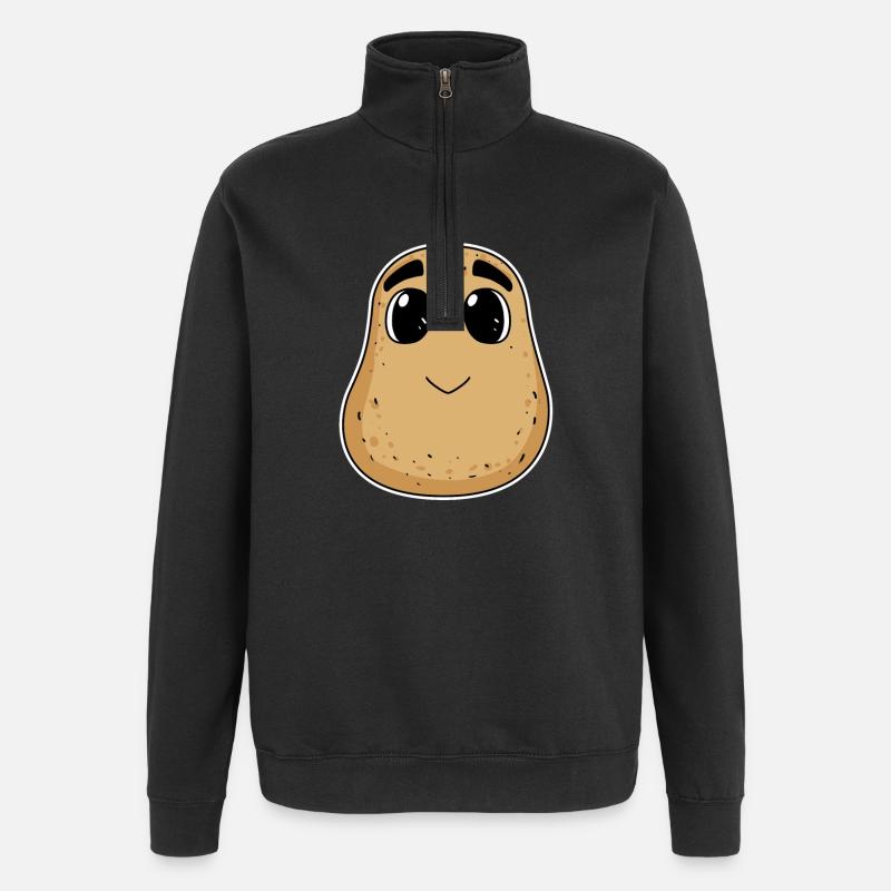 Potato motif - Quarter-Zip Sweatshirt - black