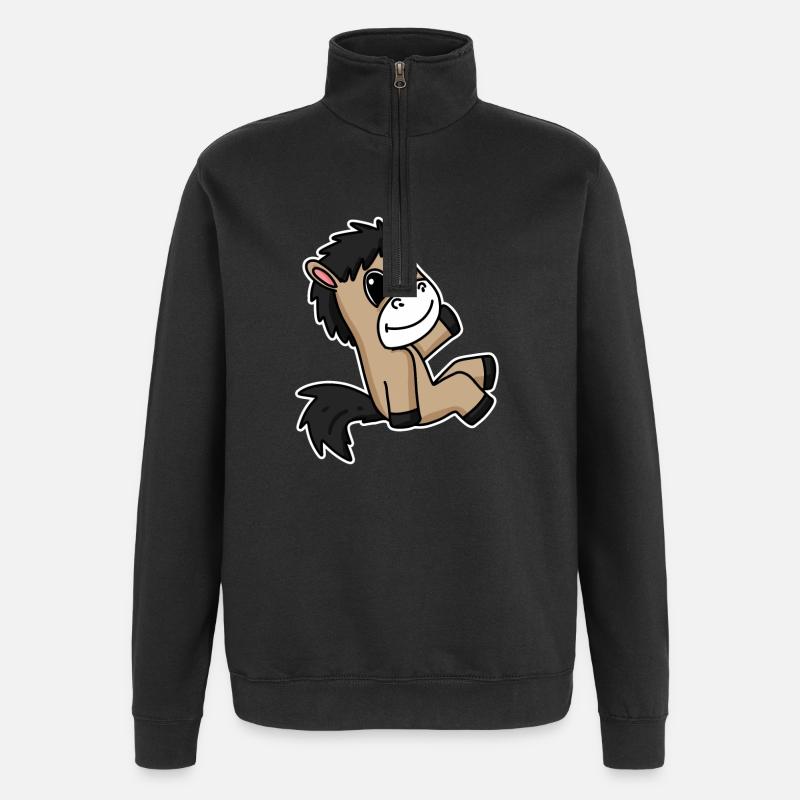 Cheval Chevaux Cheval domestique - Sweat à zip 1/4 - noir