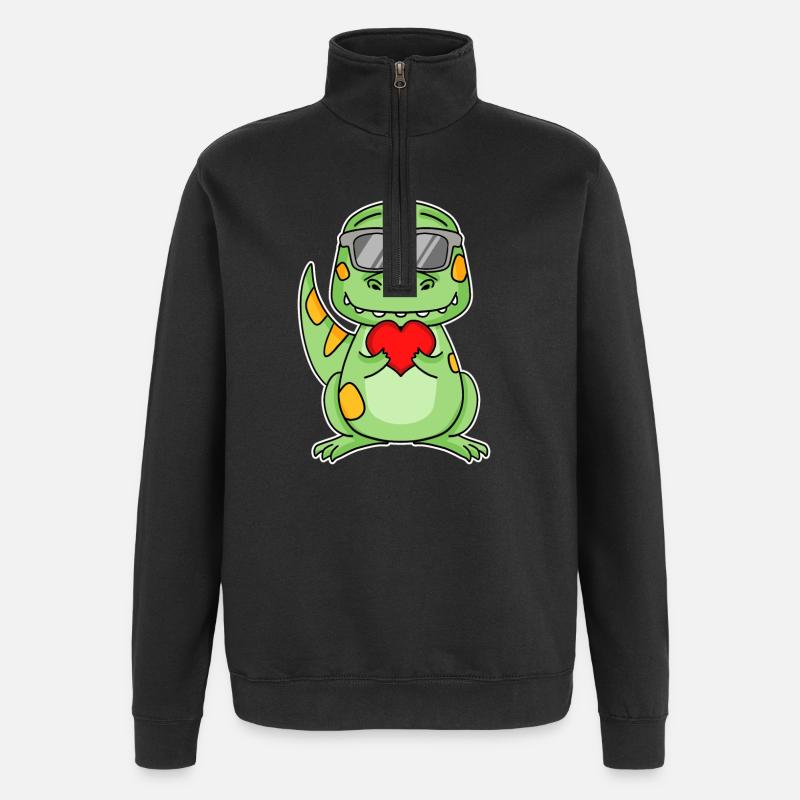 Dinosaurs with Heart - Love Romantic - Quarter-Zip Sweatshirt - black