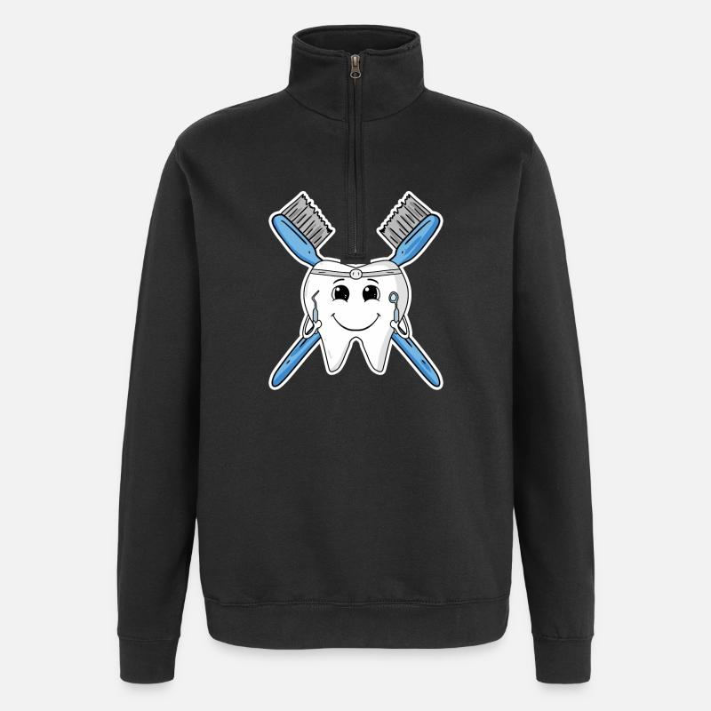 Tooth teeth - Quarter-Zip Sweatshirt - black