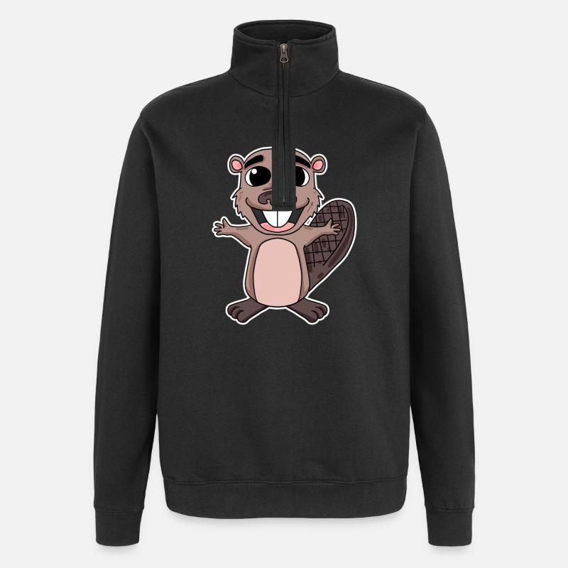 Beaver rongeur animal - Sweat à zip 1/4 - noir
