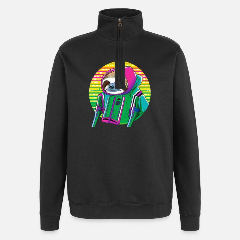 Cyber punk Sloth - style Ukiyo-e. - Sweat à zip 1/4 - noir
