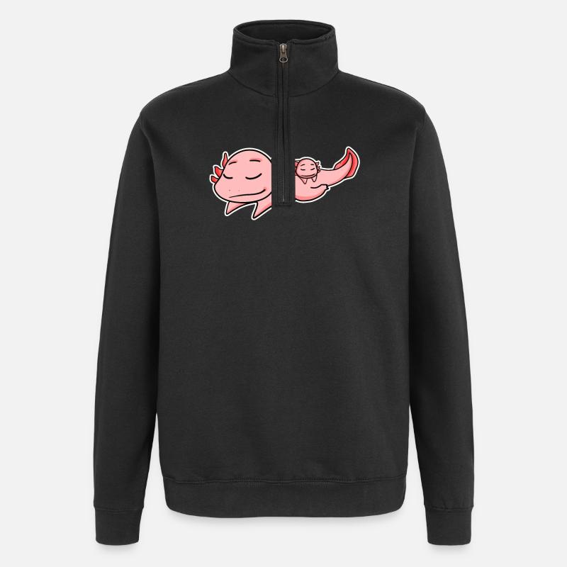 Famille - Axolotl avec bébé Axolotl - Sweat à zip 1/4 - noir