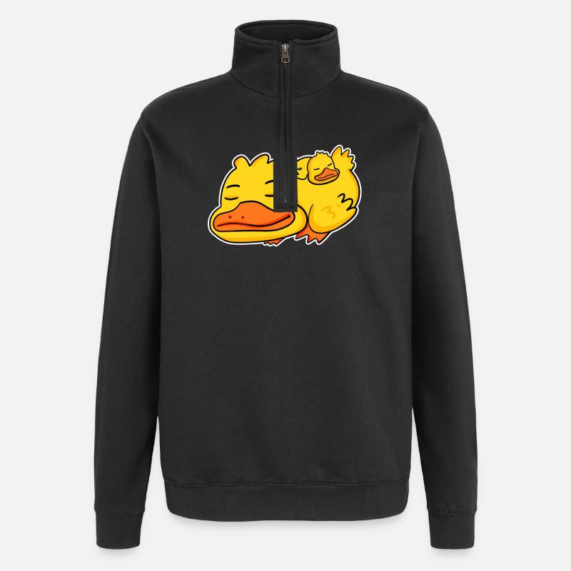 Famille - Canard avec bébé canard - Sweat à zip 1/4 - noir
