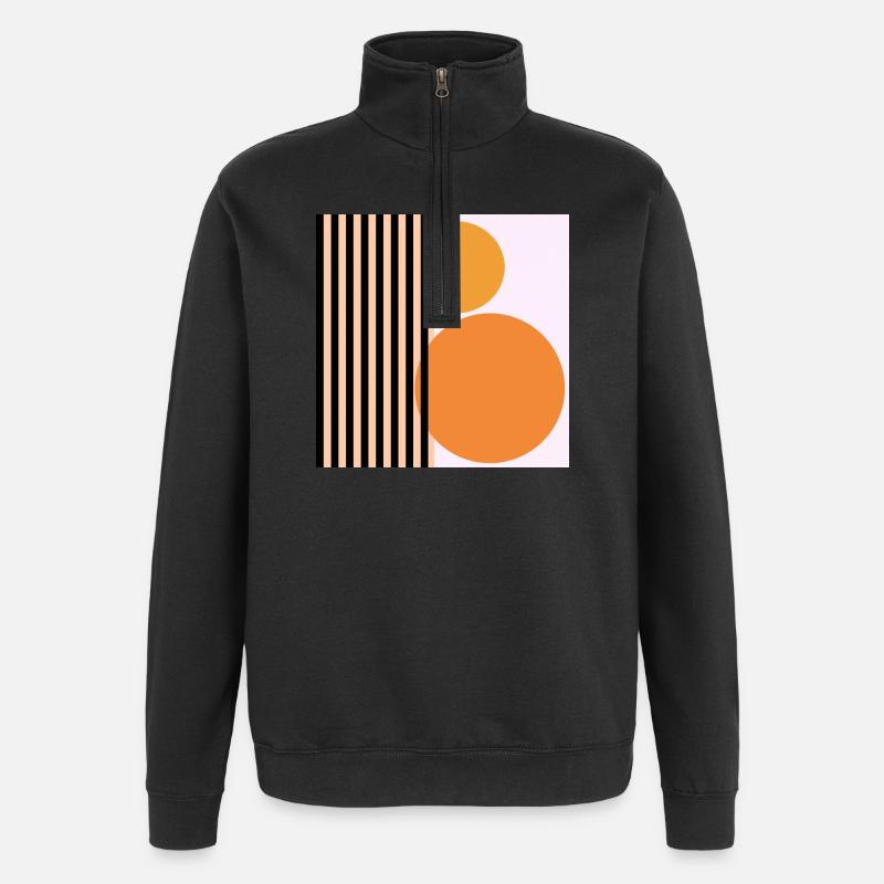 GÉOMÉTRIE RÉTRO - ART ABSTRAIT - Sweat à zip 1/4 - noir