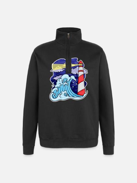 Lighthouse Coast Sea Sea - Quarter-Zip Sweatshirt - black