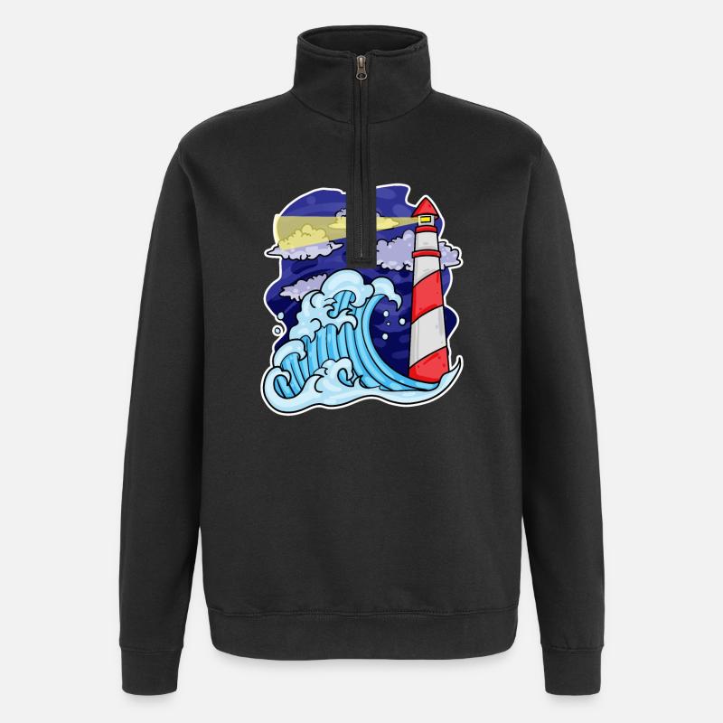 Phare Côte Mer Mer - Sweat à zip 1/4 - noir
