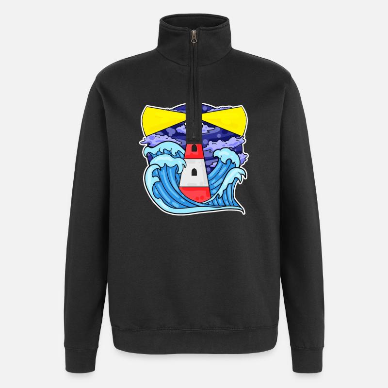 Lighthouse Coast Sea Sea - Quarter-Zip Sweatshirt - black