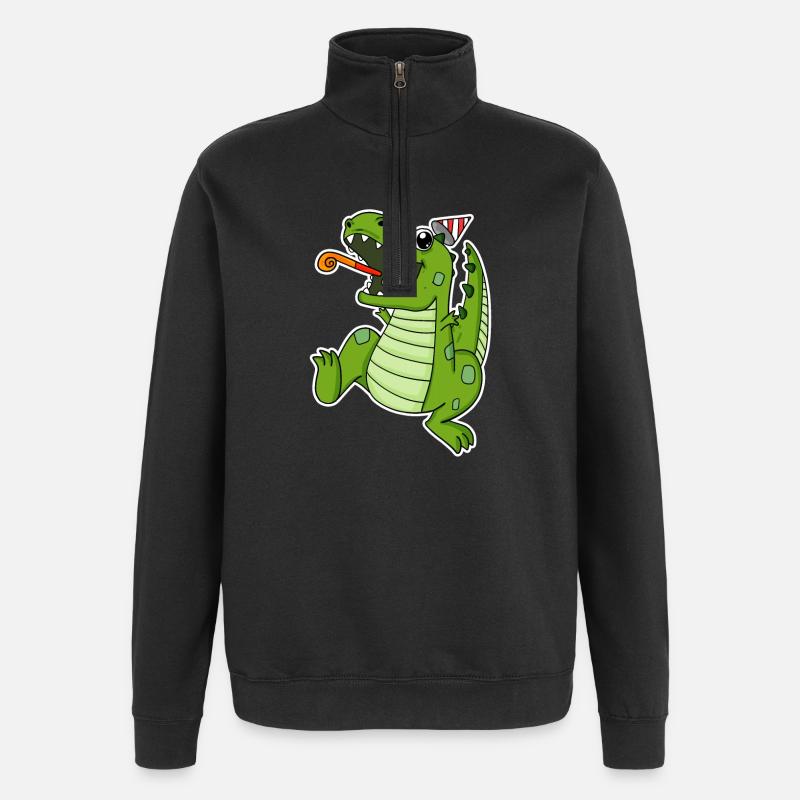 Dino Party - Sweat à zip 1/4 - noir
