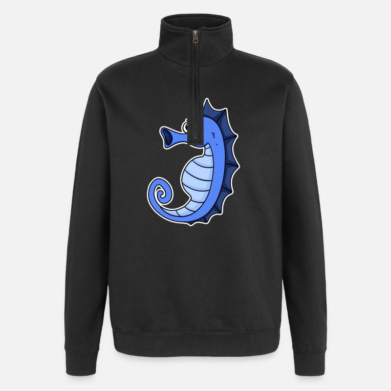 Seahorse Blue - Quarter-Zip Sweatshirt - black