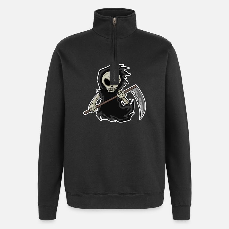 Grim Reaper with scythe - Quarter-Zip Sweatshirt - black