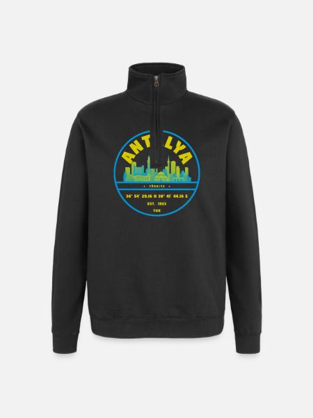 Antalya Skyline Badge Turkey - Quarter-Zip Sweatshirt - black