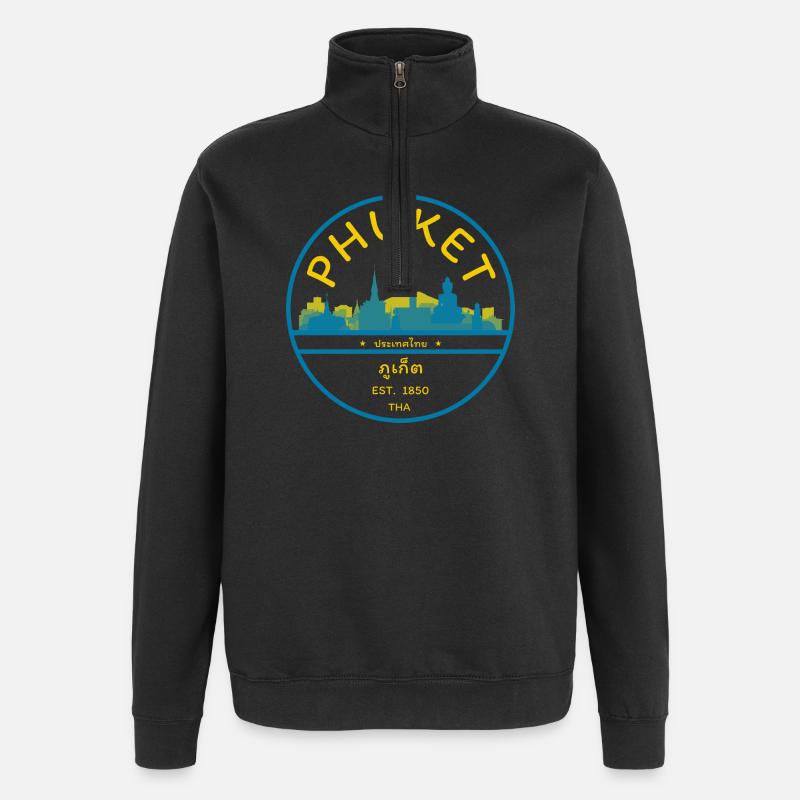 Phuket Stadt-Skyline Emblem - Quarter-Zip-Sweatshirt - Schwarz