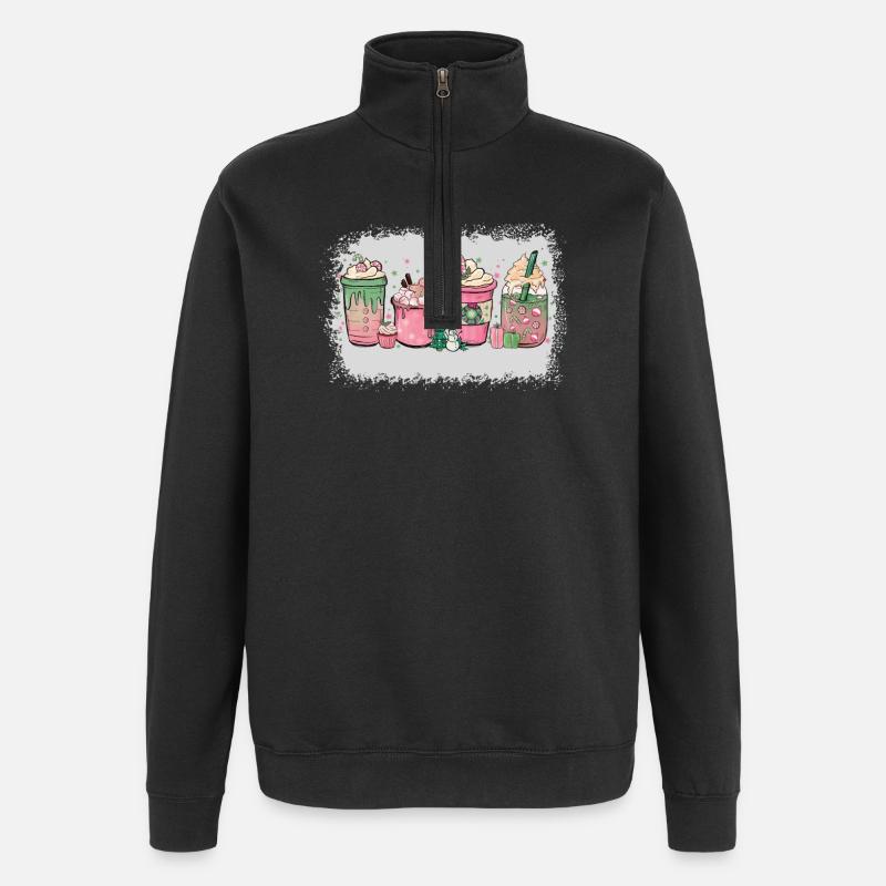 Cup Hot Chocolate Peppermint Mocha - Quarter-Zip Sweatshirt - black