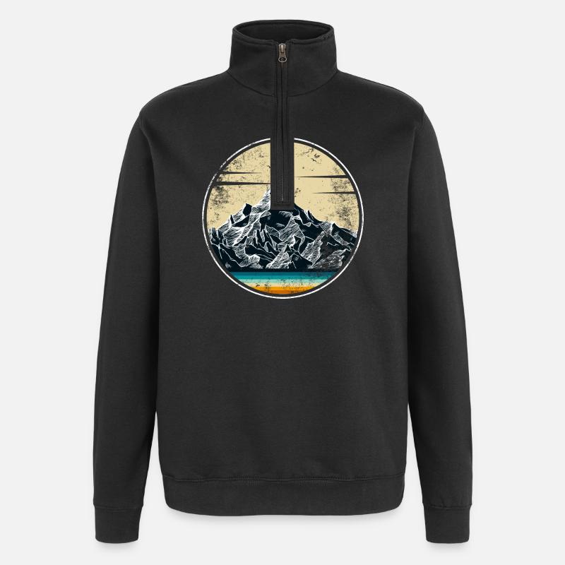 Alpine Sunset Panorama - Quarter-Zip Sweatshirt - black